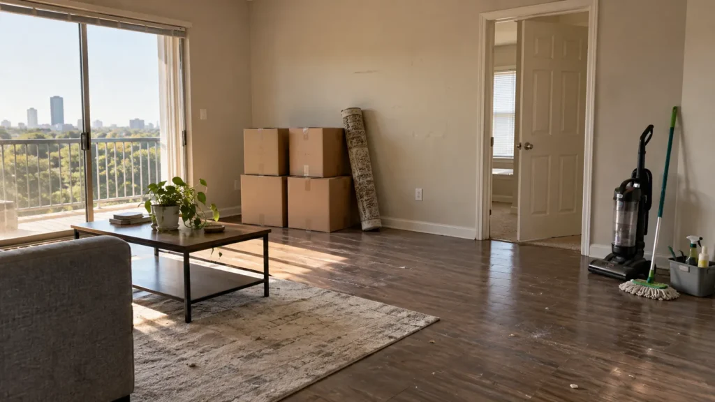 Empty apartment prepared for move out cleaning